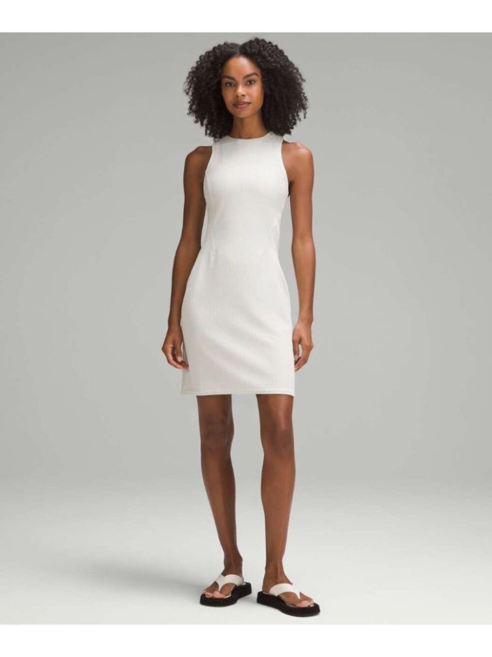 NWOT Lululemon Ribbed Softstreme Slim-Fit Tank Dress Bone Size 6